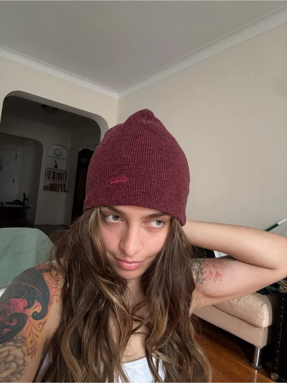 Superdry Maroon Knit Beanie
